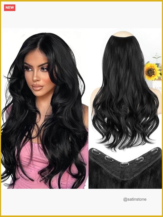 Clip in Hair Extensions 20 Inch Long Wavy Full Head Synthetic Hairpieces main image 4